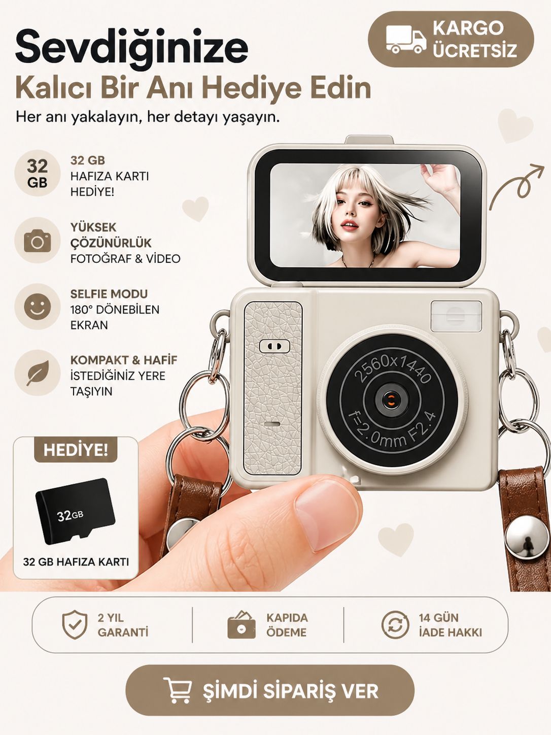 Retro Nano Cam: 2K & 48MP Flip Life