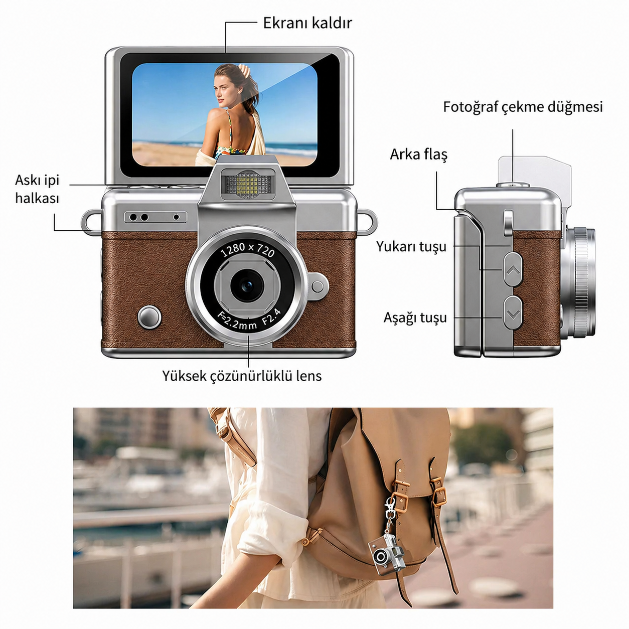 Retro Nano Cam: 2K & 48MP Flip Life