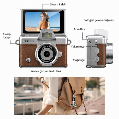 Retro Nano Cam: 2K & 48MP Flip Life